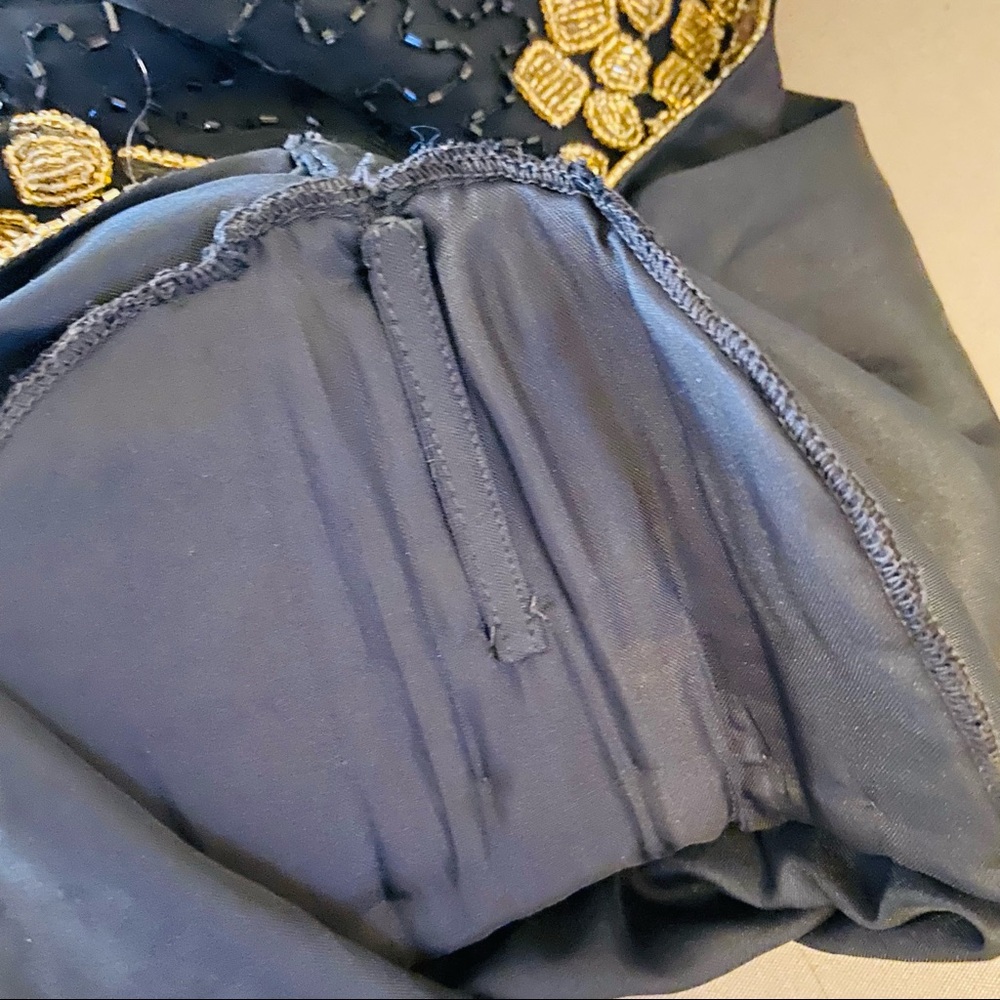 Laurence Kazar Black & Gold Beaded Silk Top - Picture 7 of 12